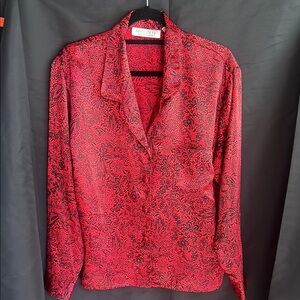 Red and Black Long Sleeve Button Down Shirt